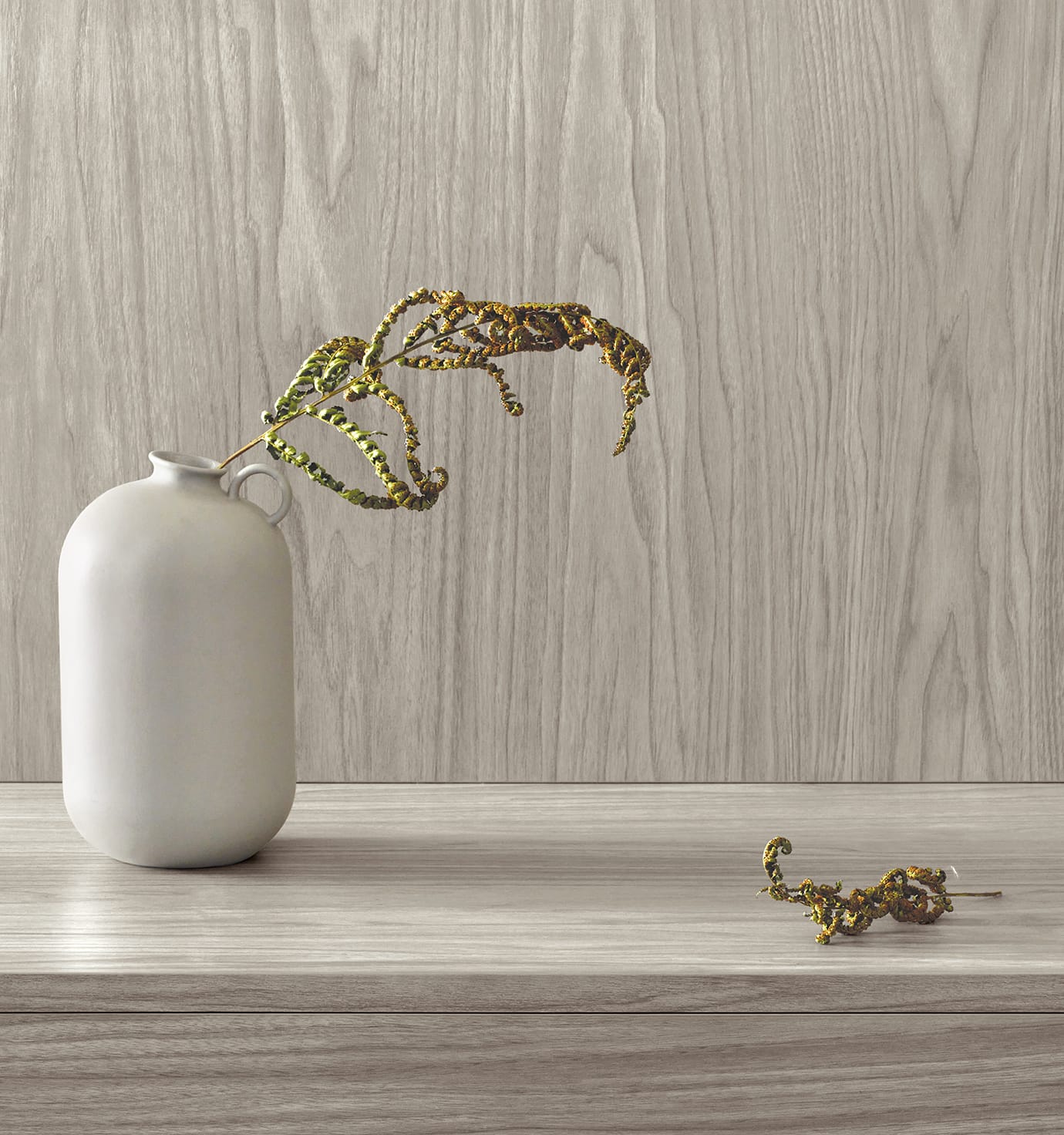 Customized wood finish in light grey design for closets by California Closets