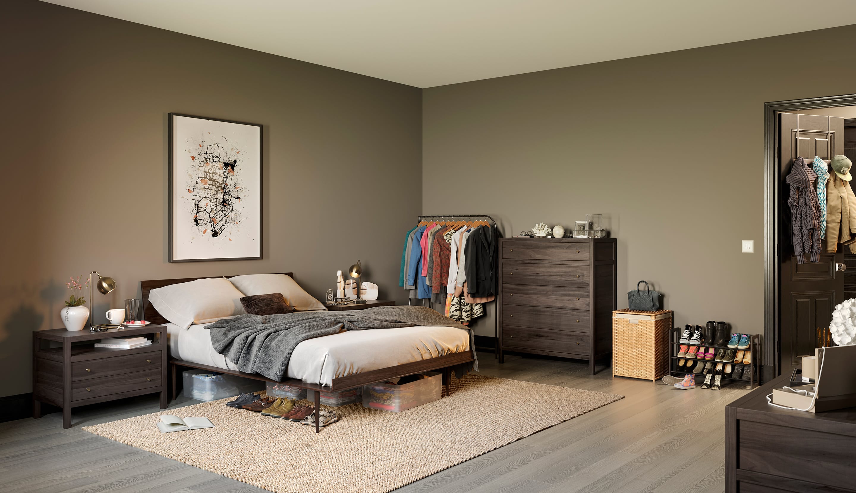 Bedroom without a closet or storage system before installation by California Closets